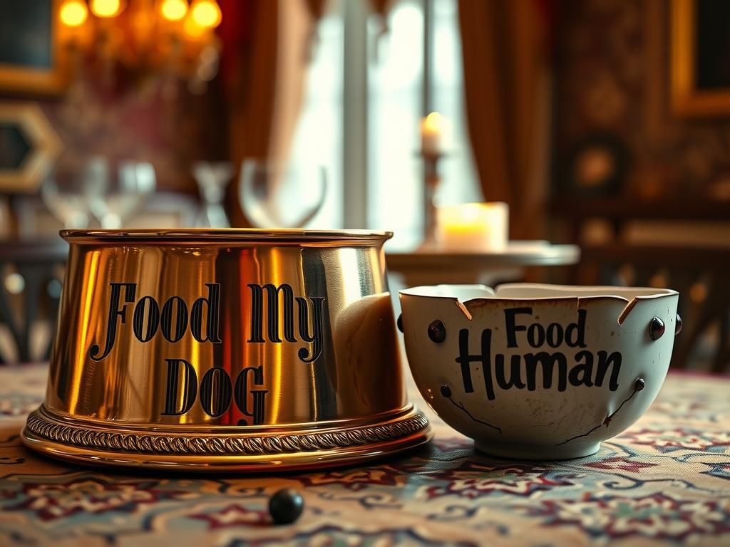 Luxurious Dog Bowl Contrasted with Human Bowl