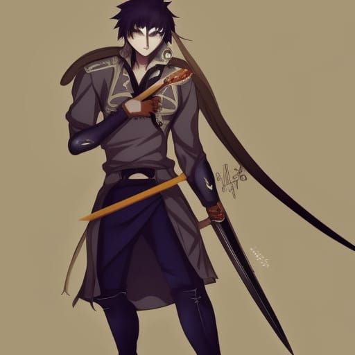 Anime Style Swordsman in Dynamic Pose