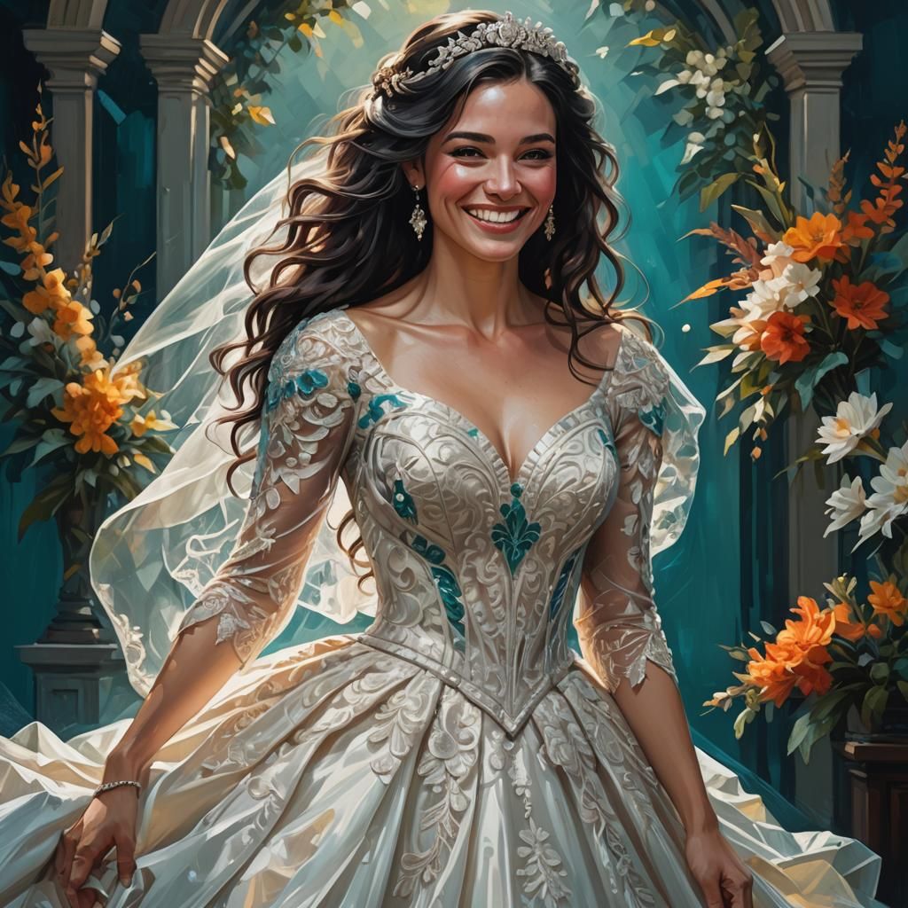Radiant Bride in Oil Painting Style