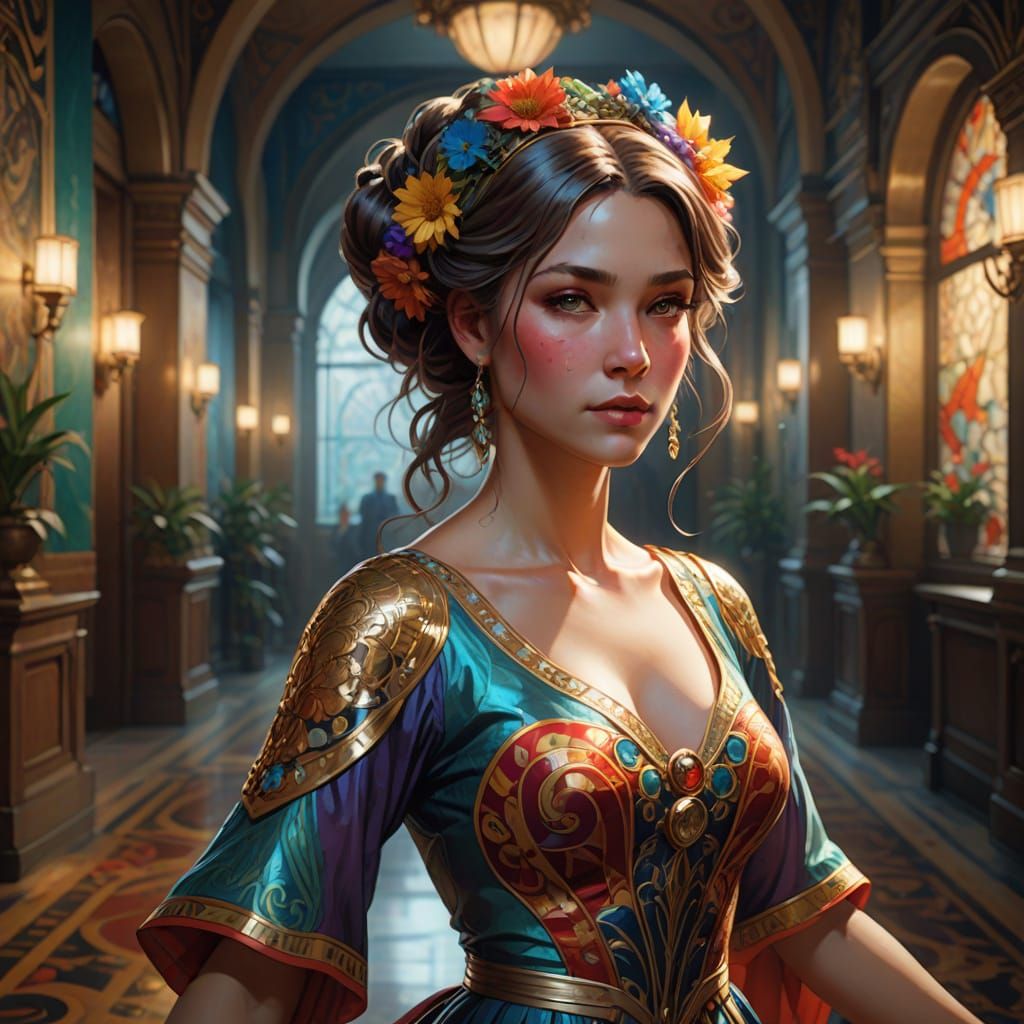 Enid Sinclair Dances in Vibrant Dress