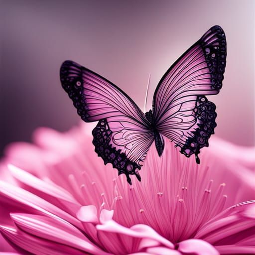 Hyperrealistic Pink Crystal Butterfly Figurine in HDR