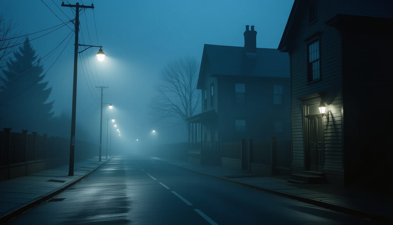 Midnight Street Fog and Shadows, Eerie Knock