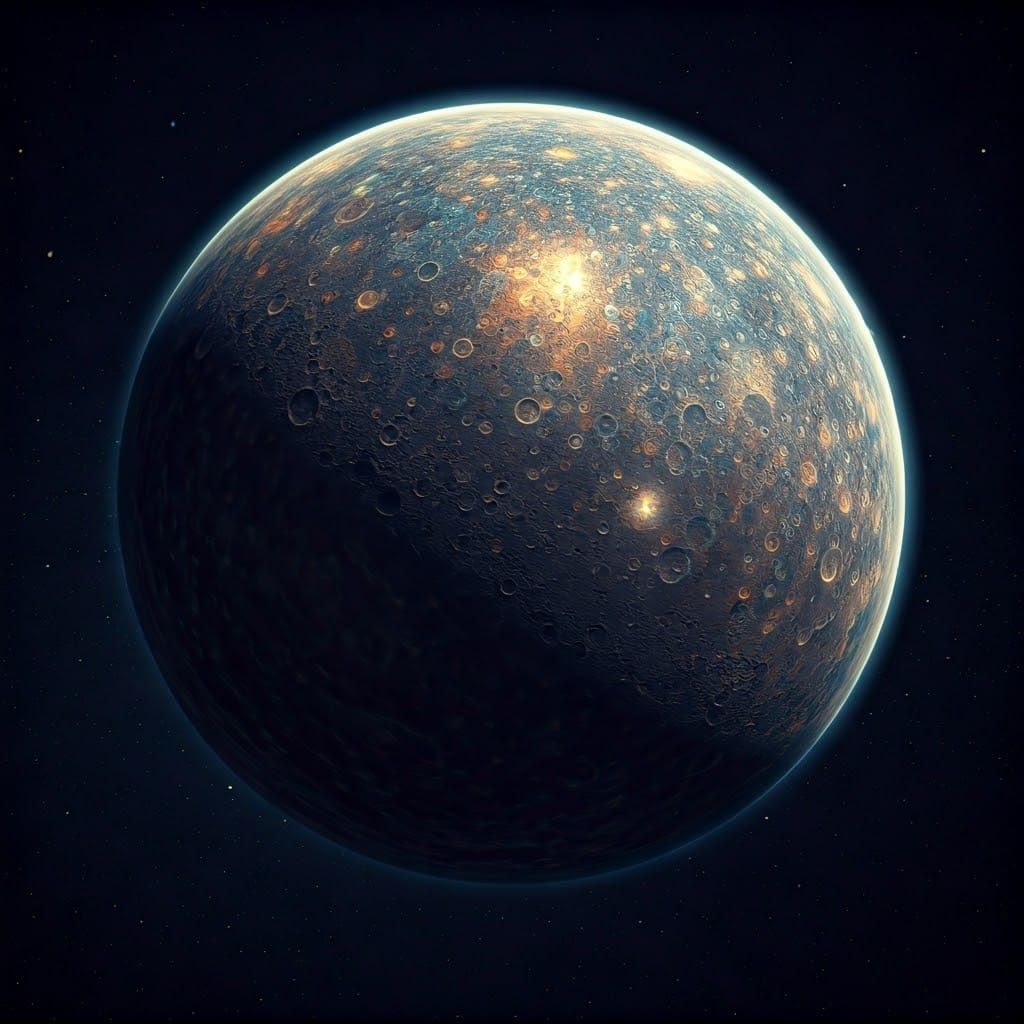 Photorealistic Mercury in Space with Deep Craters