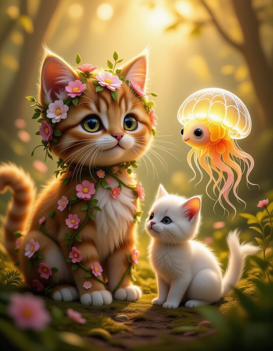 Animals Reimagined: Floral Cat, Lava Jellyfish, Glass Fish