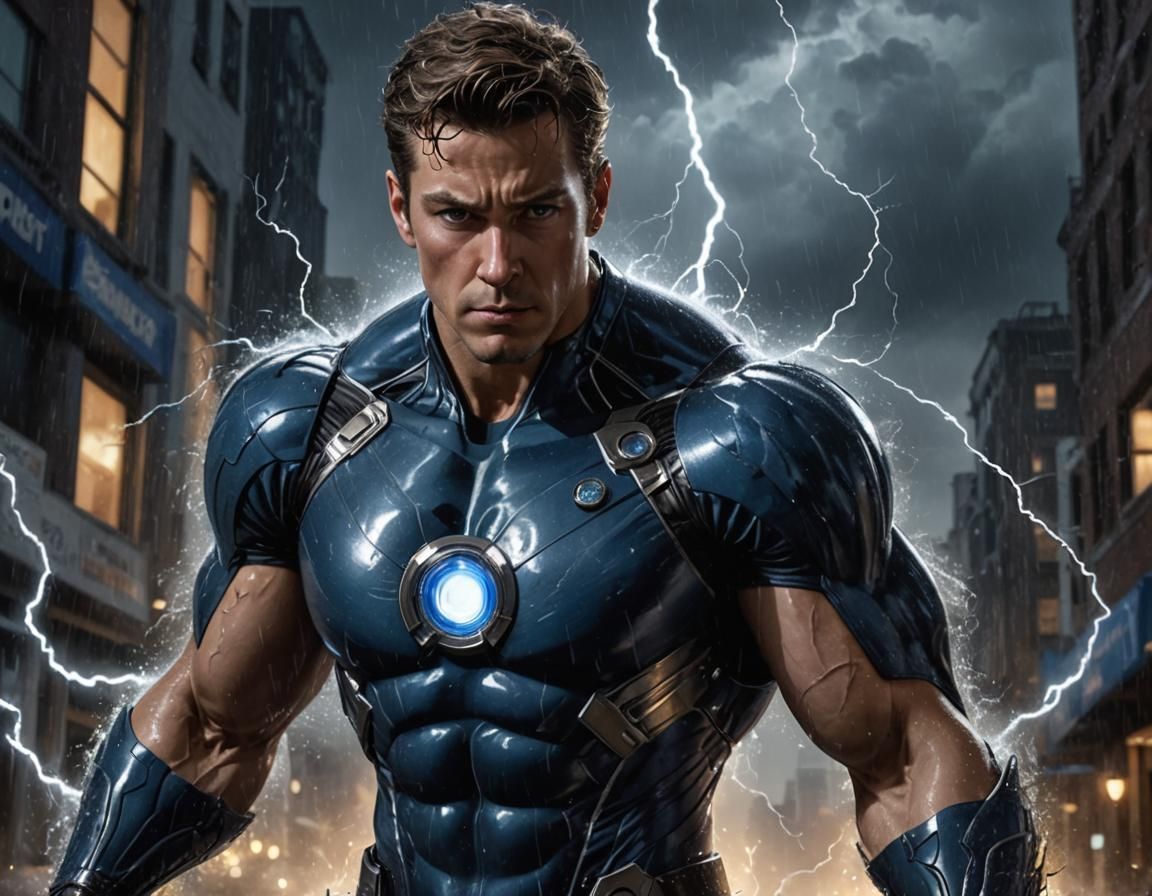 Hyper-Realistic Mr. Fantastic Portrait in Cyberpunk Dark Sty...
