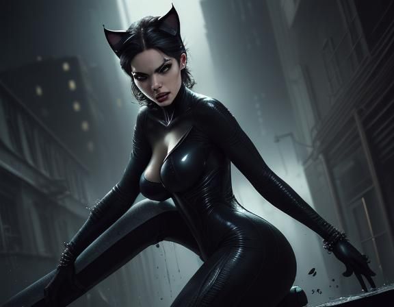 Feline Superheroine in Cinematic Lighting