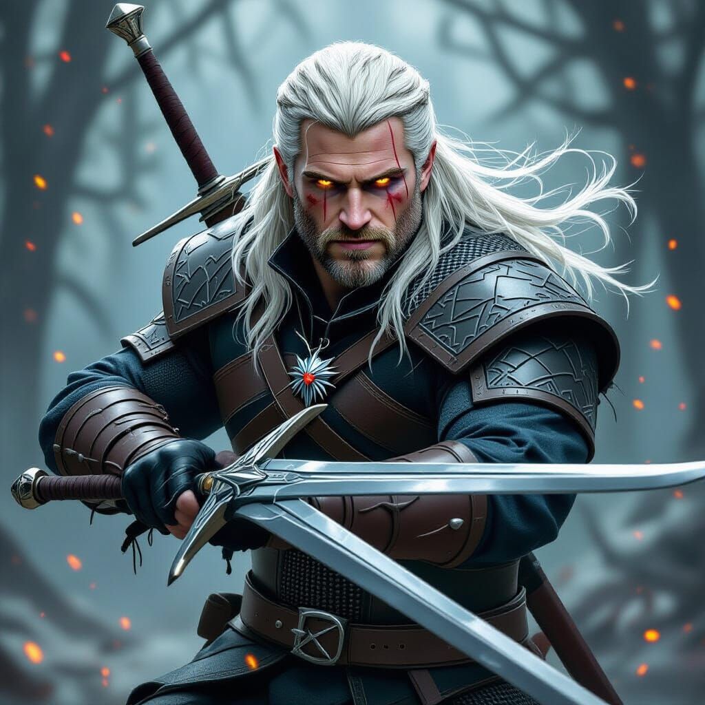 Geralt of Rivia as a Dark Fantasy Warrior