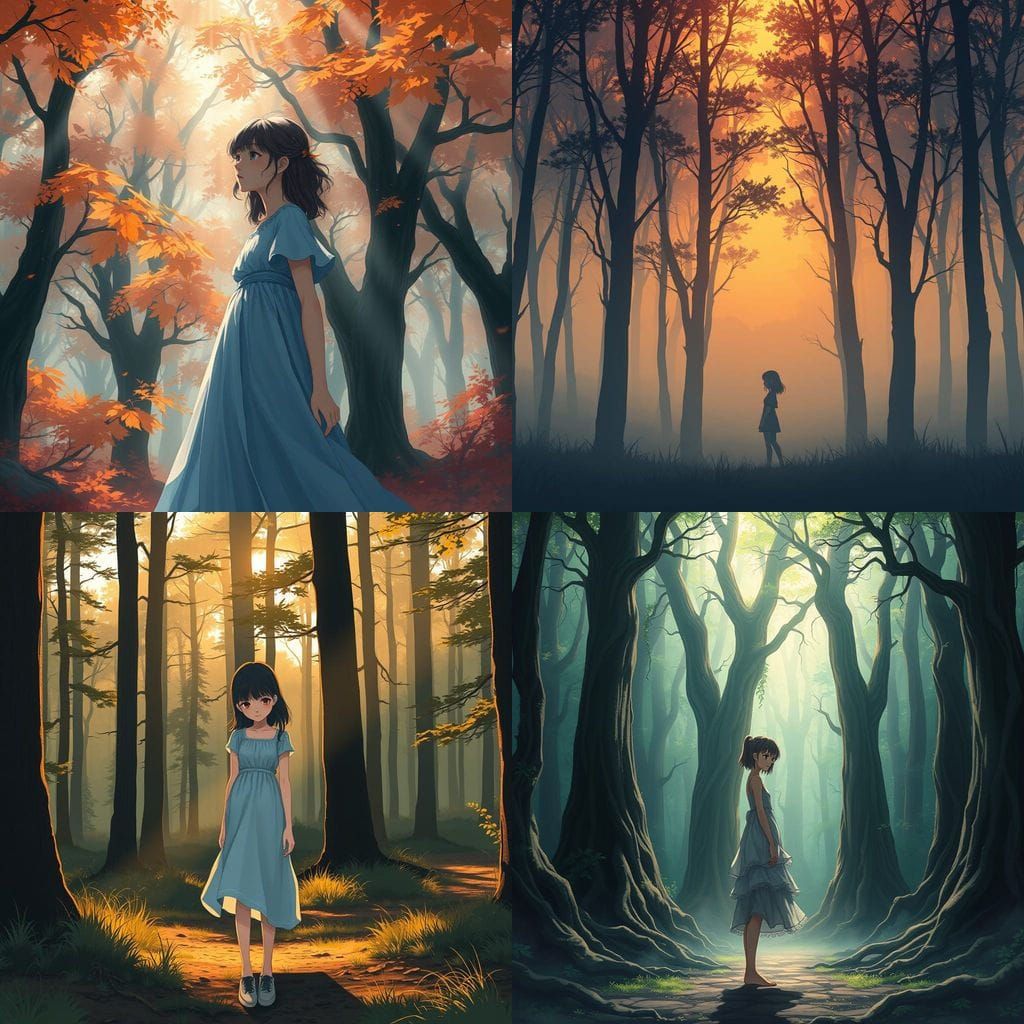 Ethereal Girl Lost in Forgotten Forest