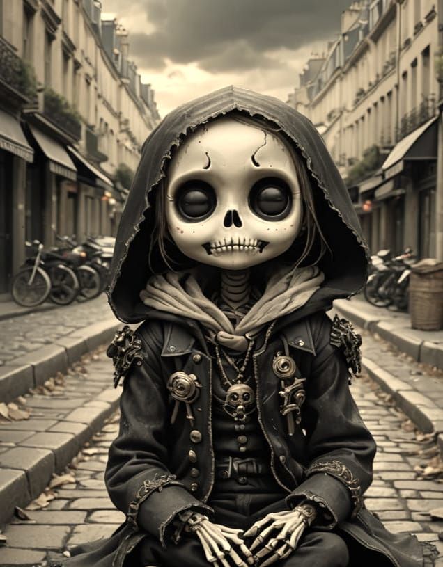 Chibi Skeleton Doll in Paris Gutter