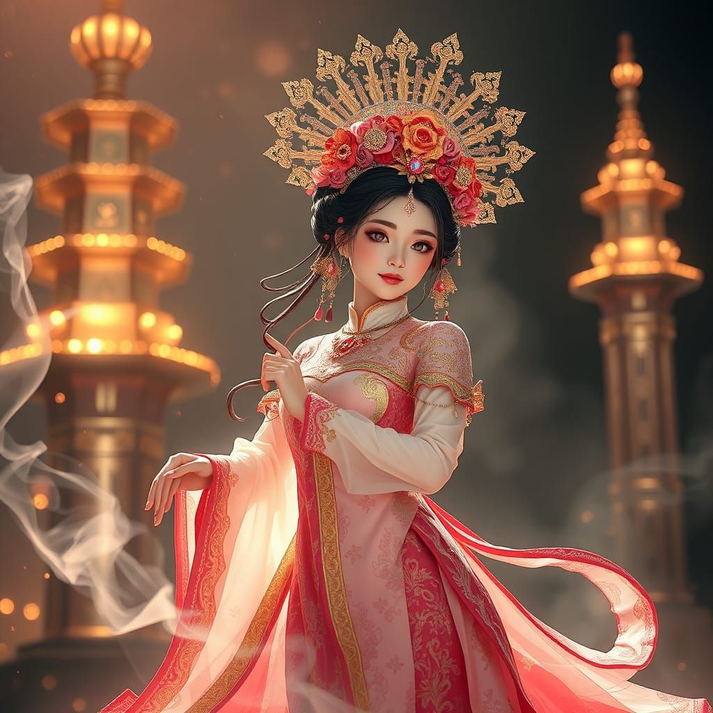Baba-Nyonya Beauty Dancing in Anime Style