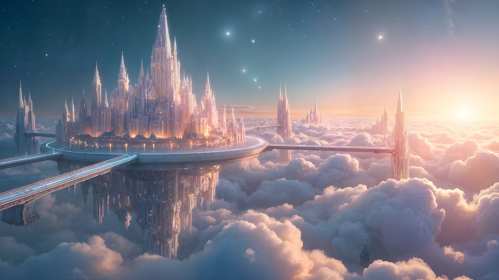 Dreamy Celestial City Among the Stars