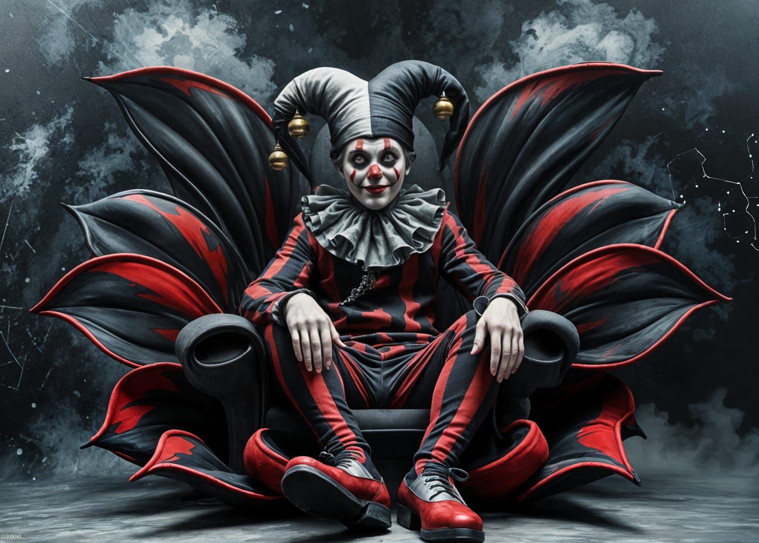 Sinister Court Jester Reigns from Velvet Throne