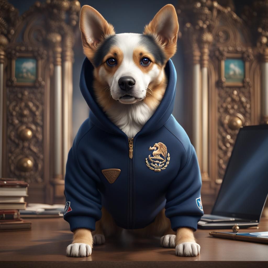 Dog in Sweatshirt: Matte Painting Style