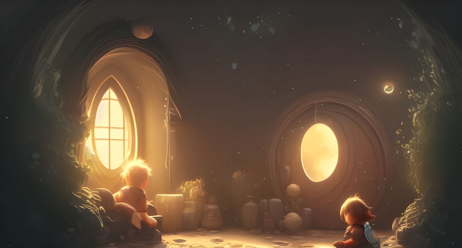 Hobbit's Luminous Doorway to a Starry Adventure