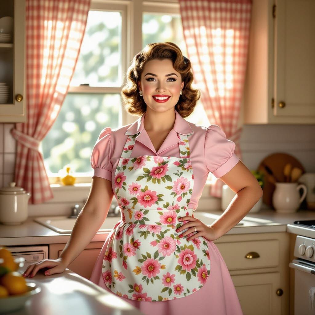 1950s Housewife in Retro Kitchen