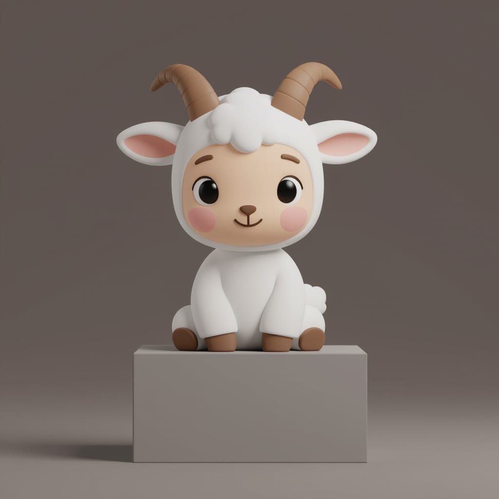Baby Mountain Goat Character For Capricorn In Minimalist 3D ...