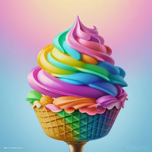 Rainbow Ice Cream in Candy Art Style