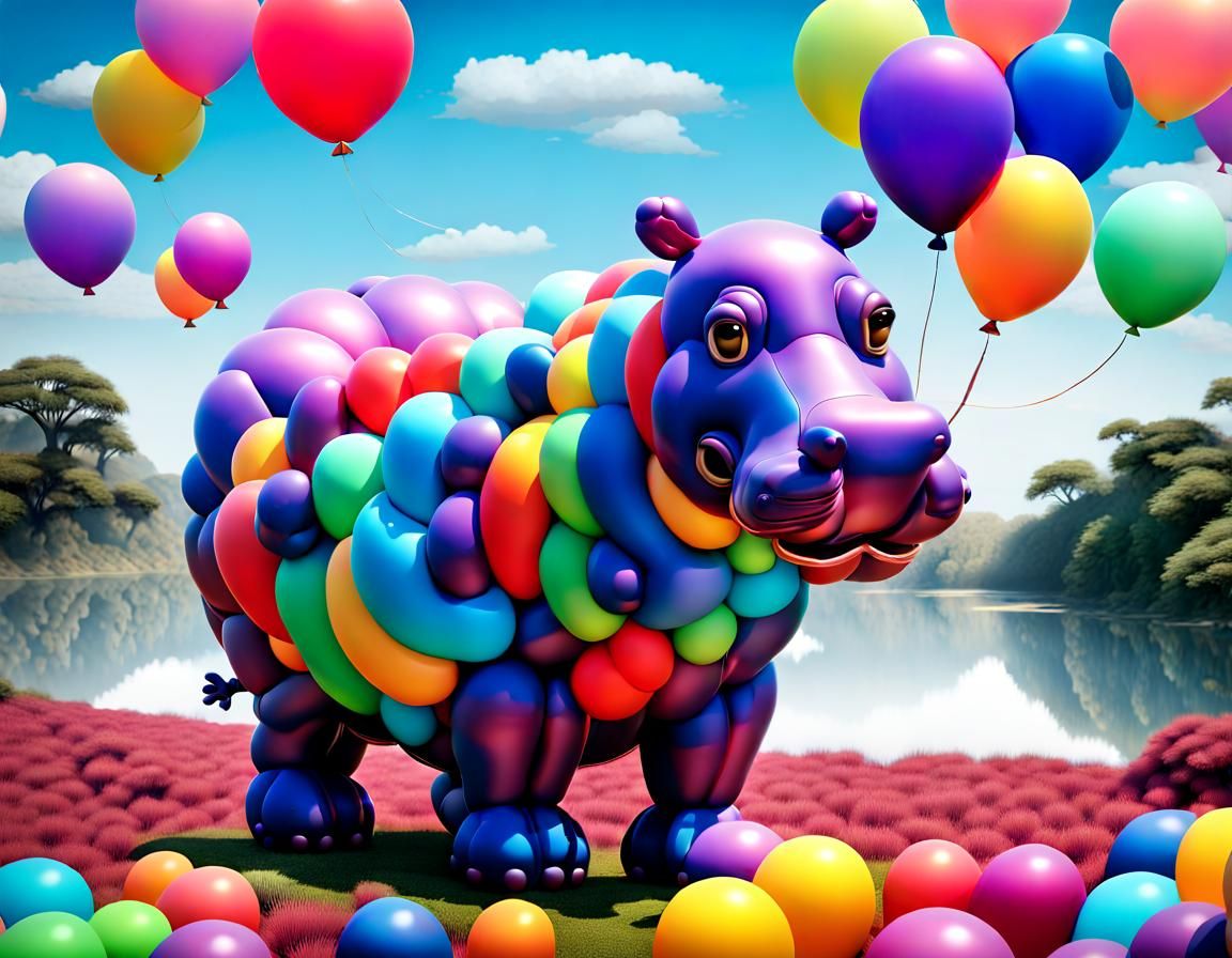 Balloon Animal Hippo in a Balloon World
