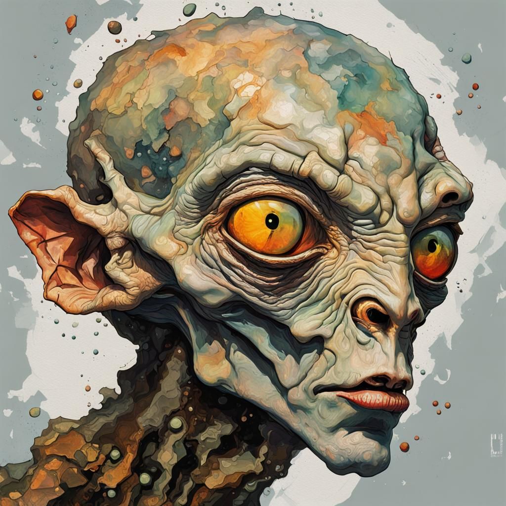 Grey Alien in Expressionist Style