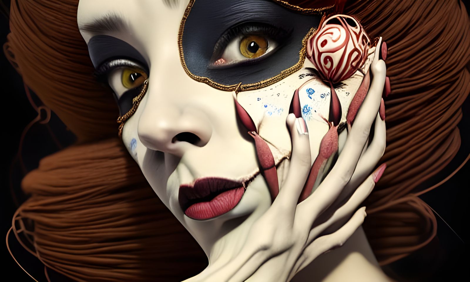 Elaborate Mime Artist on Trapeze, Illustrated