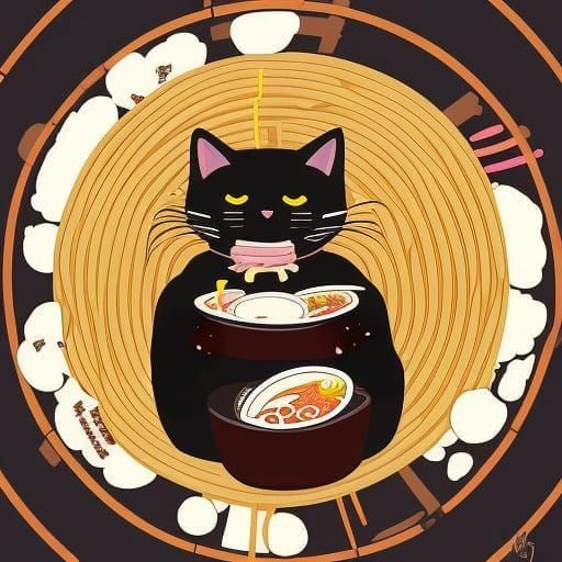 Ramen Cat Restaurant Logo