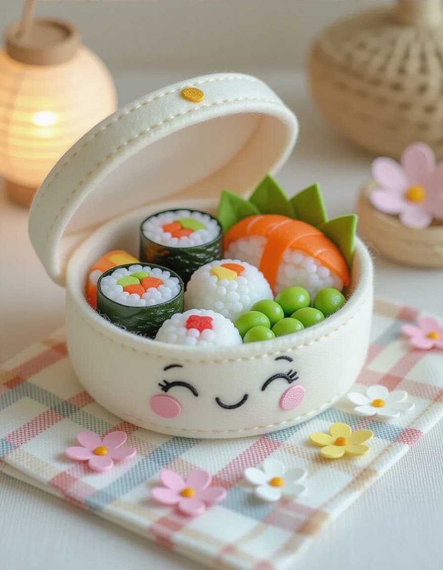 Adorable Felt Bento Box Lunch in Whimsical Style
