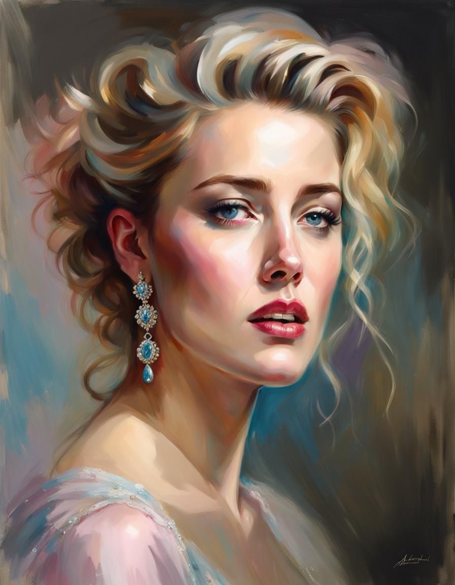 Elegant Woman Portrait in Pastel Drawing Style