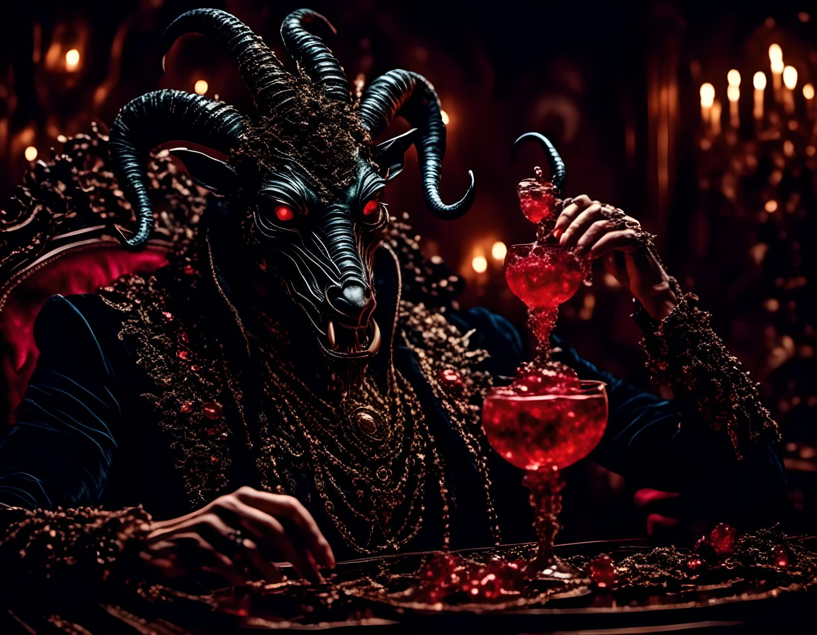 Stylized Portrait Enjoying a Cocktail