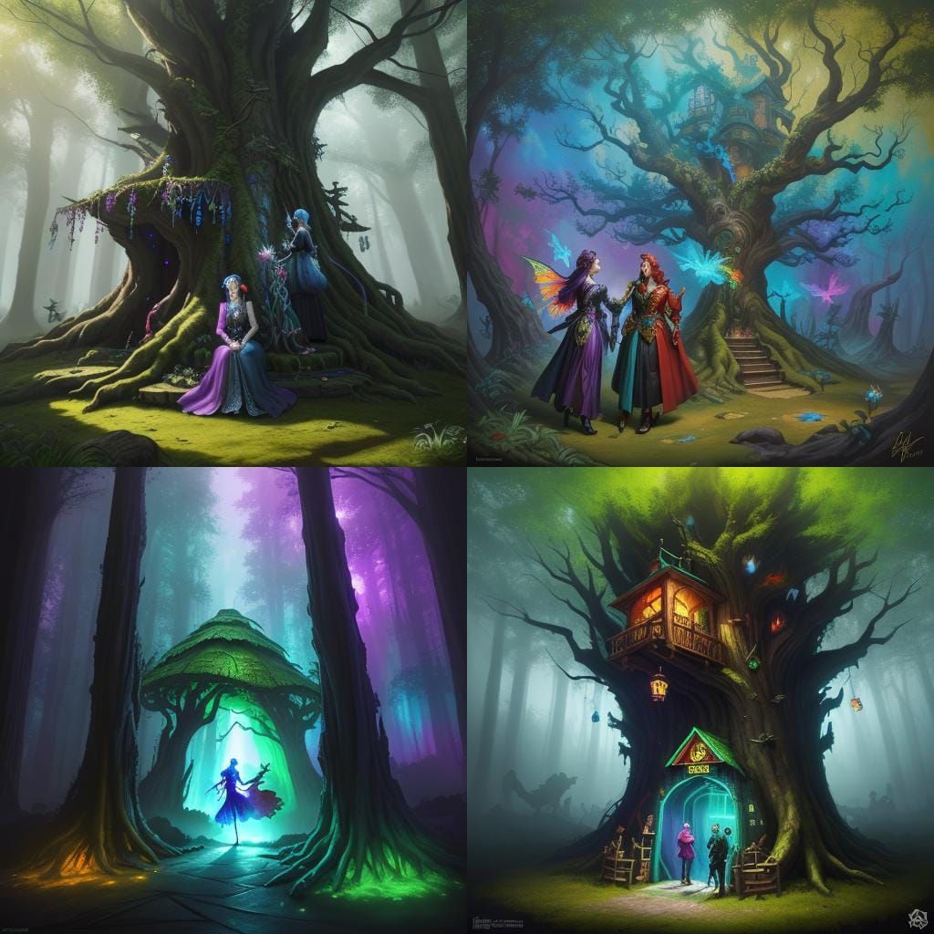 Magic Shop in a Tree: Graffiti Art Style