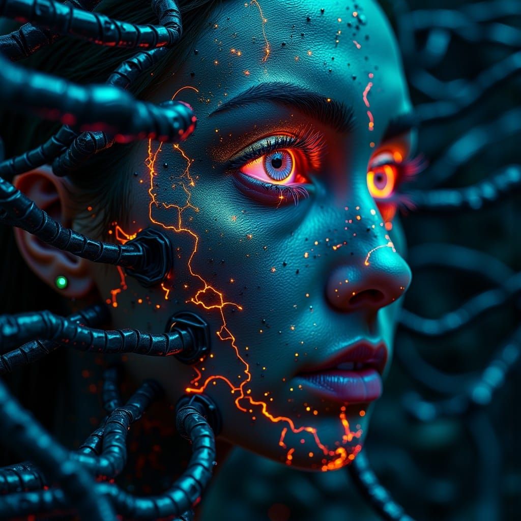 Futuristic AI Portrait in Cyberpunk Style