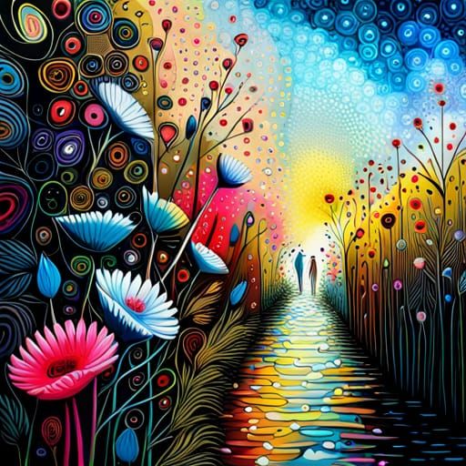 Floral Fantasy in Mixed Media Digital Art