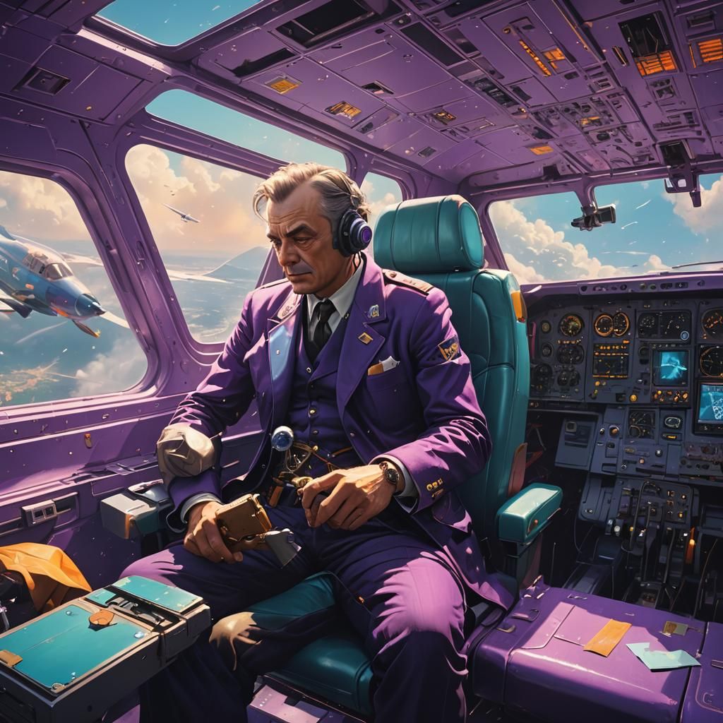 Antoine de Saint-Exupéry in Airplane, Digital Art