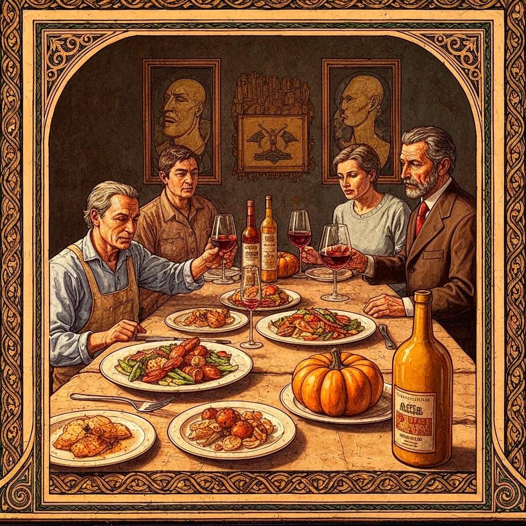 Art Nouveau Zydeco Thanksgiving Dinner Photorealistic