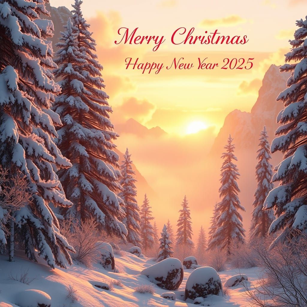 Sunrise Winter Wonderland in Majestic Mountain Valley