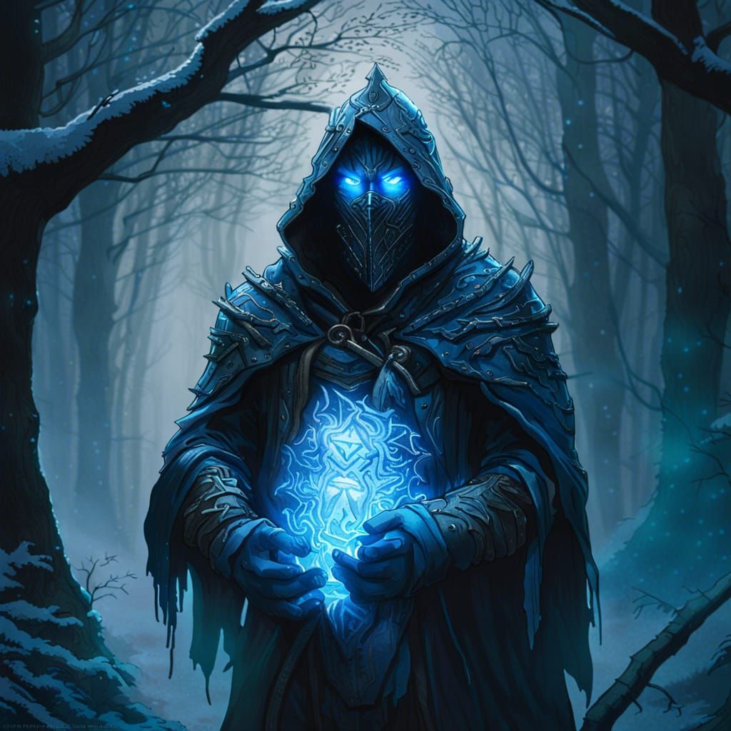 Ice Wizard in Mist: Dark Fantasy Concept Art