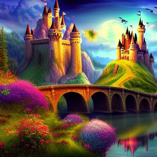 Epic Fantasy Landscape with Castle in High Definition