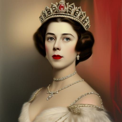 Beautiful Young Queen Portrait in Digital Art Style