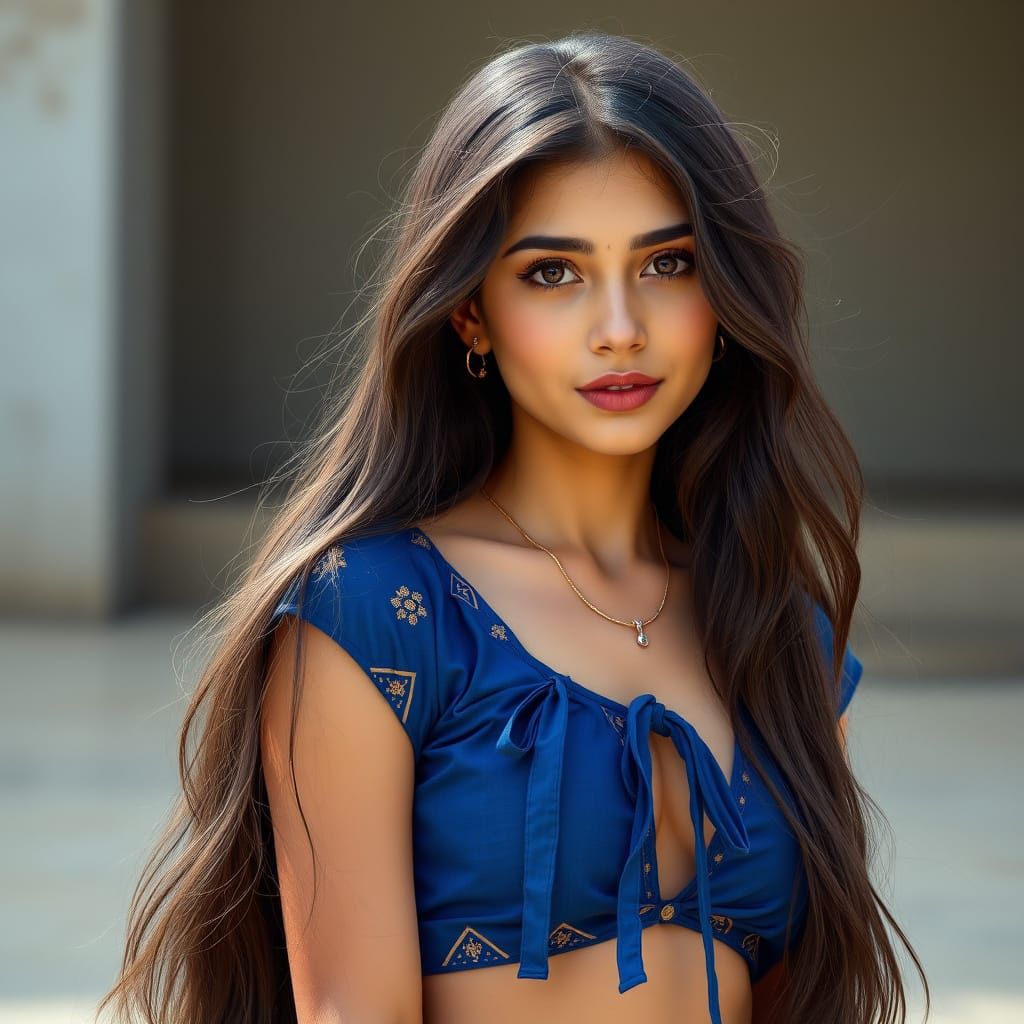 Hyperrealistic Girl with Navel Ring in Modern Style