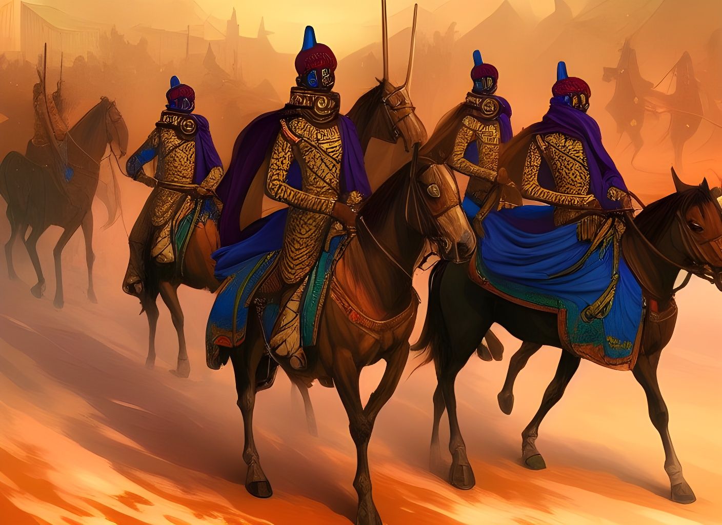 Moorish Cavalry Digital Art in Tarot Card Style