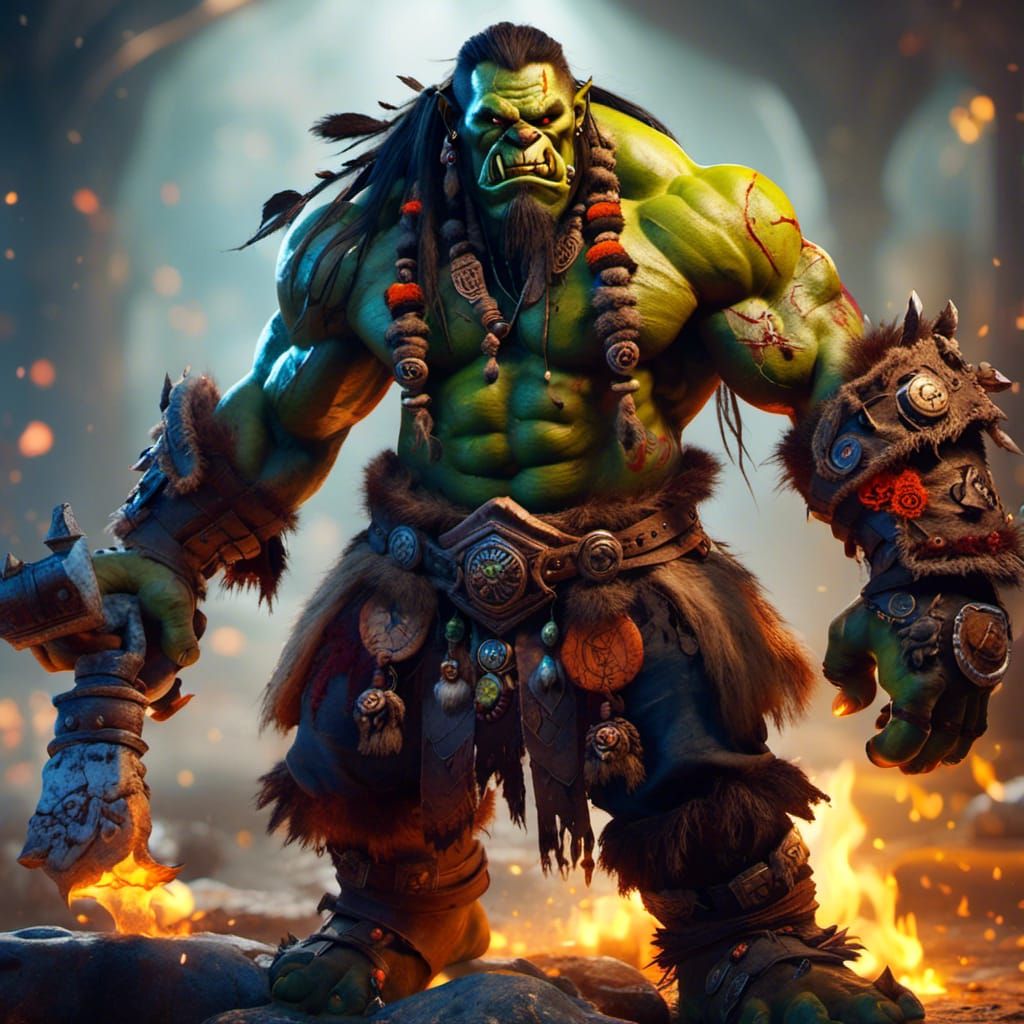 Orc Shaman in Tribal Magic Fashion