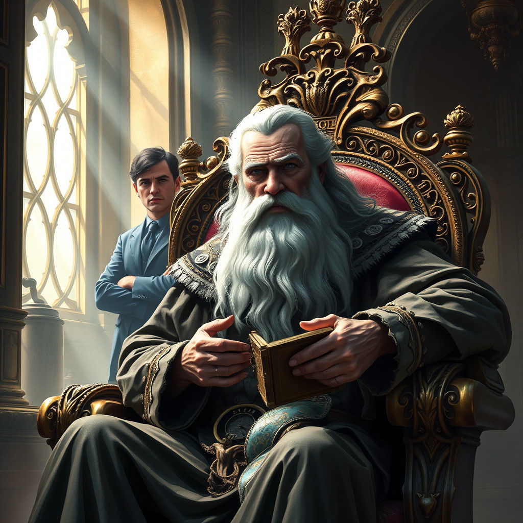 Father Time Portrait in Art Nouveau Style