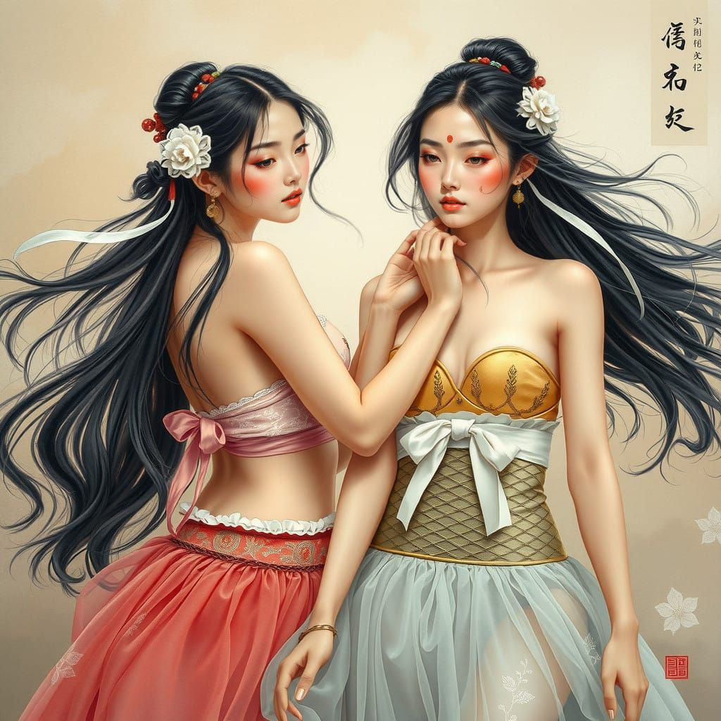 Ethereal Desire: Two Women in Ancient Chinese-Inspired Art