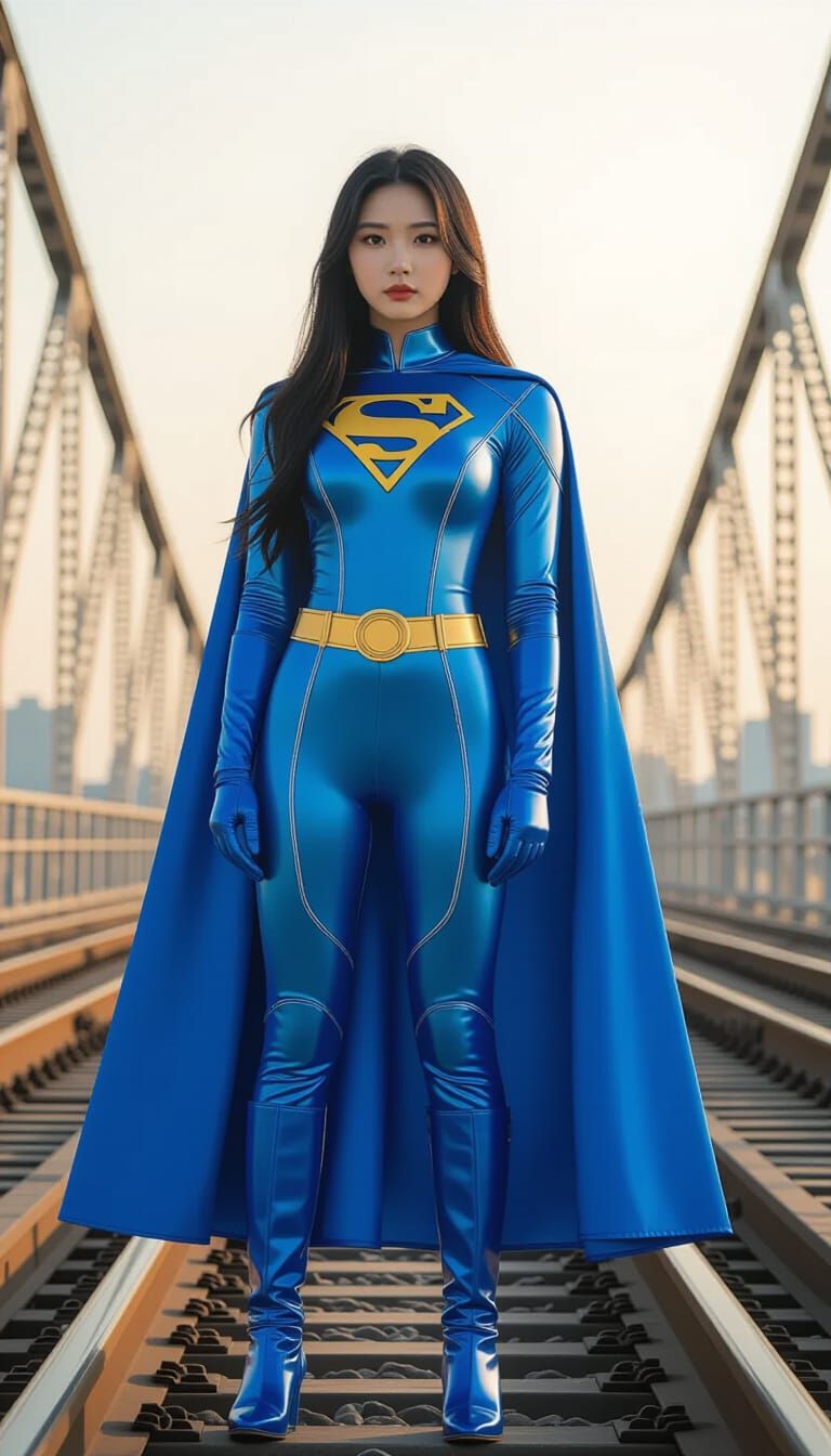 Train Star on Railway Bridge in Futuristic Style