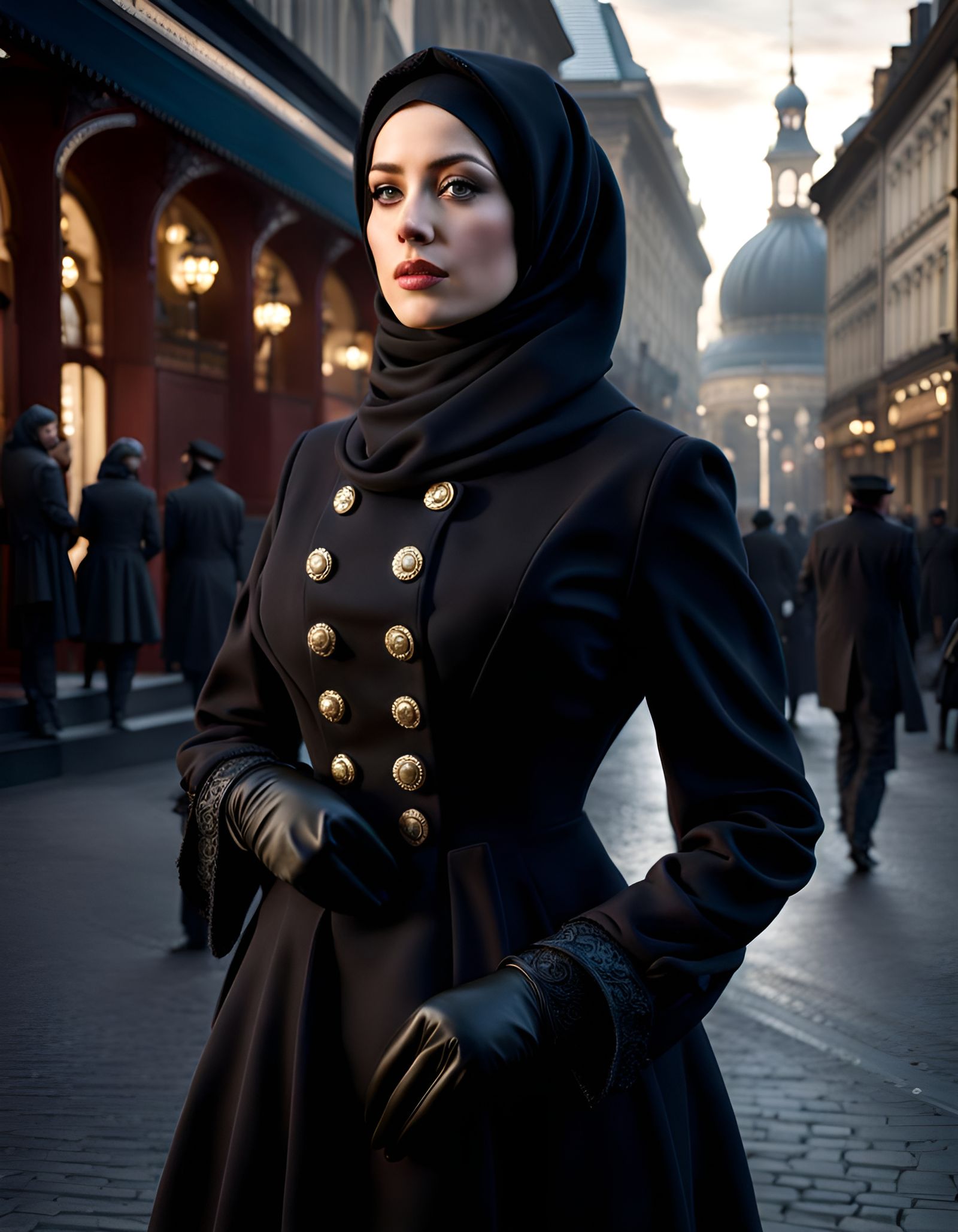 Victorian Woman in Hijab, Hyperdetailed Concept Art