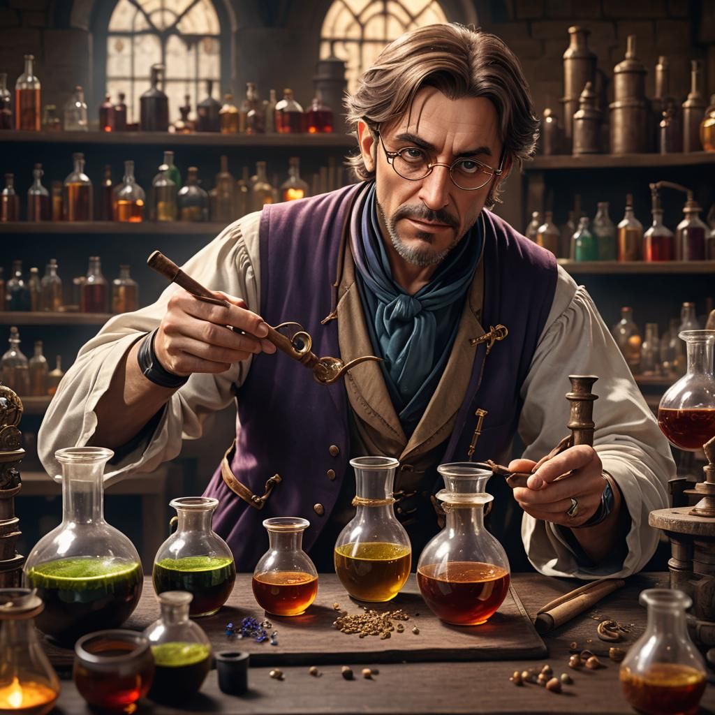 Alchemist in Laboratory: Fantasy Concept Art