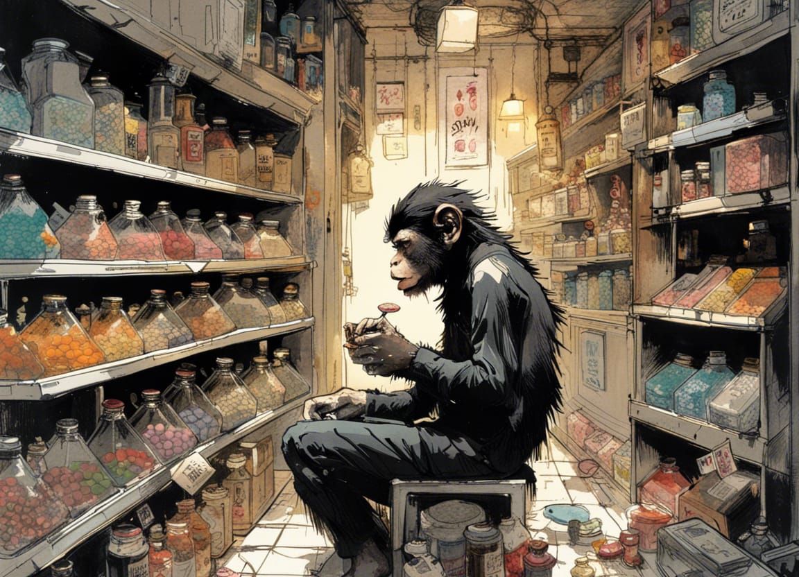 Monkey's Candy Feast: Surrealist Solarpunk Art