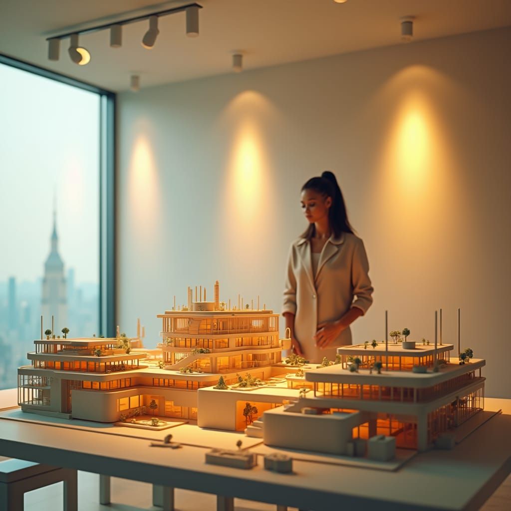 Architecture Student Presents Model in Matte Painting Style