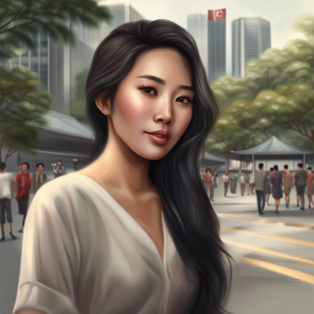 Realistic Portrait of a Beautiful Singaporean Woman