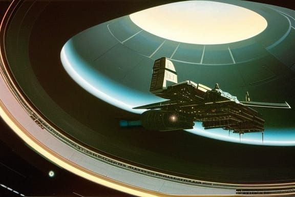 Abandoned Space Station Interior in Retro Sci-Fi Style