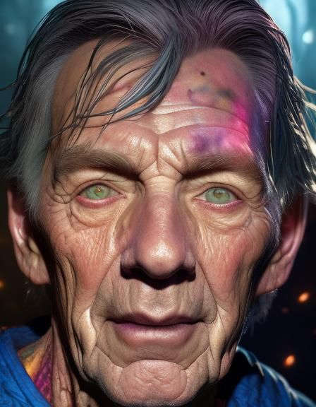 Vibrant Fantasy Art: Old Man Necromancer Portrait